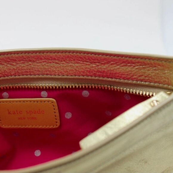 KATE SPADE Metallic Gold Soft Leather Zipper Cosmetic Case - Picture 5 of 13